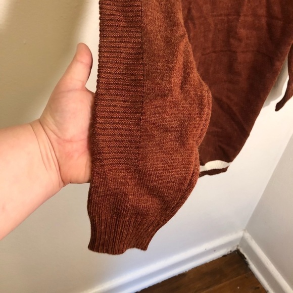 Tunic Sweater Dress Rust Brown White Stripe - Picture 7 of 8
